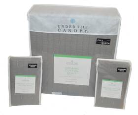 Under The Canopy 028828367143 Organic Cotton Essential Dash Grey 3p Full/ Queen Quilt Set New
