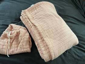 100350 Under The Canopy Channel Blanket 100% Organic Cotton Evening Sand Full/queen