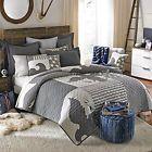 Unspecified Tommy Hilfiger Gray Patriotic Atlantica Eagle Americana King Quilt Shams Set 710912539337