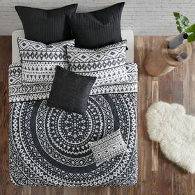 53625578 Urban Habitat 7pc Mica Cotton Reversible Coverlet Set Full/queen Black