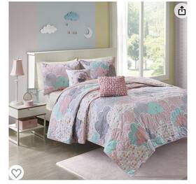 Urban Habitat Kids 675716905095 4 Pcs. Twin Reversible Cotton Coverlet Bed Set - Pink/blue