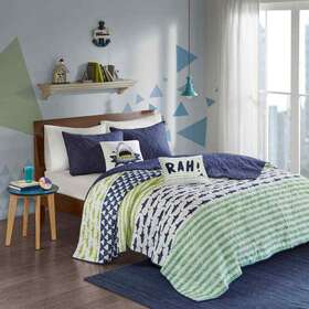 Uhk13-0040 Urban Habitat Kids Home Decor 26 Inch L X 20 W Green Cotton Twin Size Quilt Set