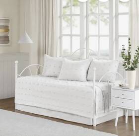 Uh13-2207 Urban Habitat 5-pce. Ivory Cotton Daybed Set Chenille Dot Fits Twin