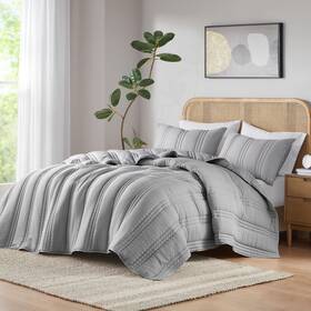 Uh13-2522 Urban Habitat Queen Quilt Set Crinkled Channel Quilting Coverlet Si
