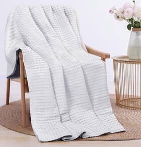 Utopia Bedding 197703007600 Cotton Waffle Blanket 300 Gsm White - 60x50 Throw