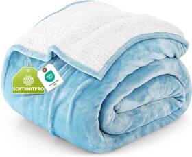 Utopia Bedding 840143544272 Sherpa Blanket King Size 90x102 Inch Washed Blue