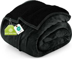 Utopia Bedding 840143544289 Sherpa Blanket Queen Size Black 90x90 Inches - Soft Lightwe