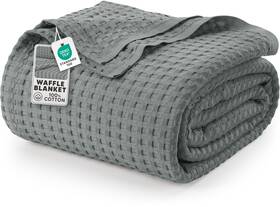 Ub1880 Utopia Bedding 100% Cotton Waffle Weave Blanket Queen Size Cool Grey