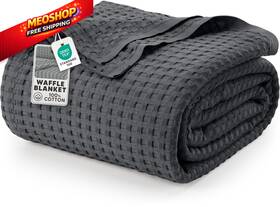 Ub2336 Utopia Bedding Charcoal 100% Cotton Waffle Blanket 300 Gsm Queen