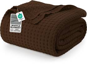 Ub2345 Utopia Bedding Brown 100% Cotton Waffle Blanket 300 Gsm Queen -