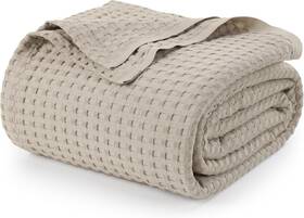 Ub2349 Utopia Bedding Khaki 100% Cotton Waffle Blanket 300 Gsm King -
