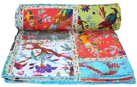 Vd0001 V Vedant Designs Bird Print Patchwork Cotton Kantha Quilt Throw Blanket Bedspread Gudari Tw Inch