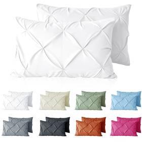 Vacv50716-2002 Vacvelt Pintuck Pillow Cases Queen Size Set Of 2 White Shams Decorati