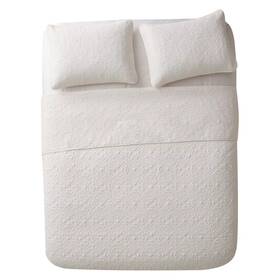 53905276 Vcny Quilt Set Embossed Floral Super-soft Lightweight White Twin