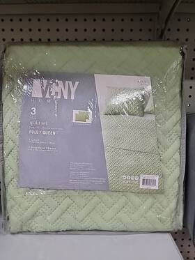 53930494 Vcny 3pc Full/queen Nina Embossed Quilt Set Green - Home