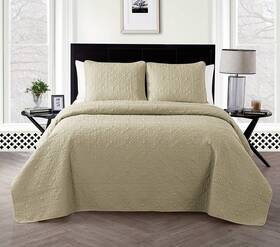 76790328 Vcny 3pc Full/queen Caroline Embossed Quilt Set Taupe - Home