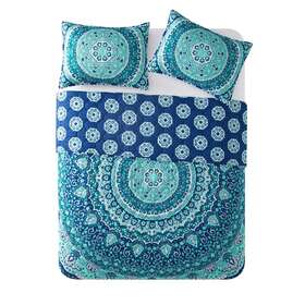 Vcny Home 580110579387 Boho Bedding Teal Medallion Reversible Microfiber Quilt