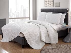 Vcny Home 735732053368 White Quilt For Queen Bed 3-piece Bedspread Coverlet And Shams Soft Bedd Inch