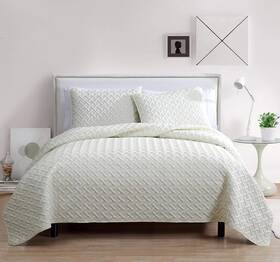 Vcny Home 735732053573 Quilt Super Soft Reversible Bedding Set With Matching Shams King Nina Ivory