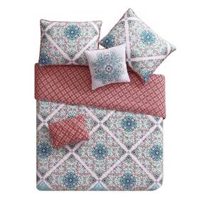 Vcny Home 735732259081 Quilt Reversible Bedding Set With Matching Shams And Decorative Pillows Ove