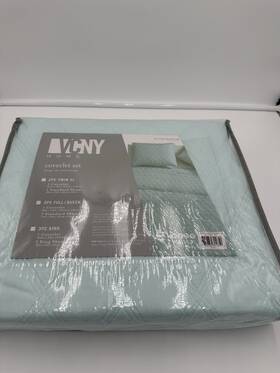 Vcny Home 735732314650 Buckingham Diamond Queen Coverlet 3-piece Set In Aqua New