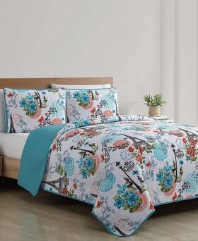 Vcny Home 735732396953 Quilt Set Reversible Medallion Bedding With Matching Shams Cozy Room Deco