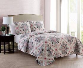 Vcny Home 735732397127 Quilt Set Reversible Medallion Bedding With Matching Shams Cozy Room Deco