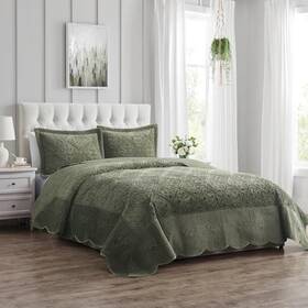 Vcny Home 735732518867 Quilt Set 3-piece Plush Bedding With Matching Shams Elegant Room Decor W