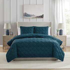 Vcny Home 735732522826 Quilt Set Soft 3-piece Pinsonic Damask Bedding With Matching Shams Id