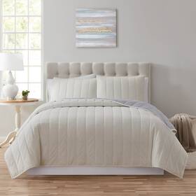 Mss366170522006 Vcny Home Mainstays White Corduroy Reversible King Quilt - Soft