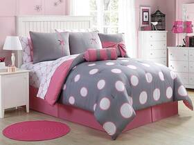 S97-8cs-twin-az-pink1 Vcny Home - Twin Size Bed-in-a-bag Reversible Comforter With Matching Bed Sh