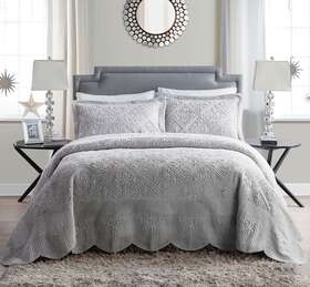Ws1-3bp-king-in-grey Vcny Home - King Quilt Set 3-piece Bedding With Matching Shams Modern Room