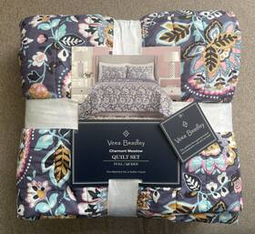 Vera Bradley 041808975367 Charmont Meadow Quilt Set Full Queen Bedspread And Pillow Shams Gray