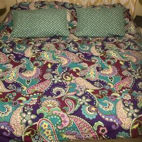 108359 Vera Bradley 3pc Retired Heather Full Queen Comforter Sham Set Reversible