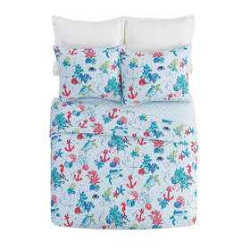 A023520blnfs Vera Bradley 3-piece Polyester King Size Quilt Set With Anchor Print Blue Finish