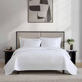 Vera Wang 445006791799 Voile Solid 3-piece White Cotton King Quilt Set