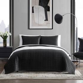 Vera Wang 883893834002 Wang- King Quilt Set Designer Bedding Including Shams-black-king Size