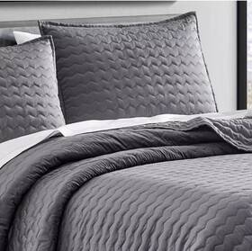 Ushsa91192960 Vera Wang Herringbone Stitch Charcoal Queen Quilt 3pcs Set