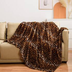 Yellow-60x80 Vessia Leopard Printed Twin Size 60x80 Inch Classic Leopard-black And Yellow