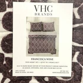 27348 Vhc New 2 Piece Twin Bedding Quilt Set Brands Francesca Wine