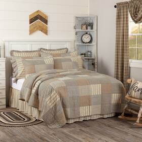 Vhc 840528162367 Sawyer Mill Charcoal Ticking King Quilt 95x105 Charcoal/khaki/cream
