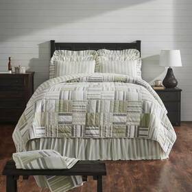 Vhc Brands 313040812893 Finders Keepers Soft White Khaki Grey Farmhouse King Cotton Quilt