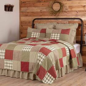 37998 Vhc Brands Farmhouse Brick Red Patchwork Cotton Prairie Winds Bedding Pre-washed
