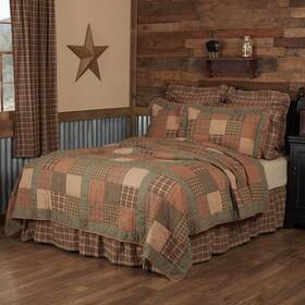 40510 Vhc Brands Rustic King Quilt Green Patchwork Crosswoods Cotton Bedroom Decor