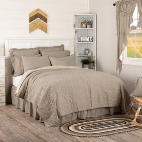 45726 Vhc Brands Quilt Coverlet King-size Cotton Ticking Stripe Dark Creme Coal Black