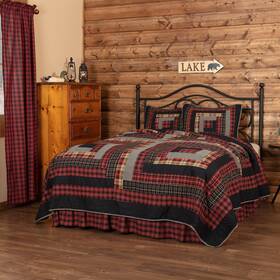 51715 Vhc Brands Cumberland Patchwork Chambray Cotton Rustic Pre-washed Square Quilt Sham Quee
