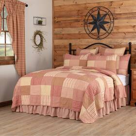 51940 Vhc Brands Farmhouse Twin Quilt Red Patchwork Sawyer Mill Chambray Bedroom Decor