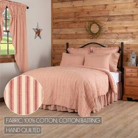 51943 Vhc Brands Sawyer Mill Red Ticking Stripe California King Quilt Country Farmhouse