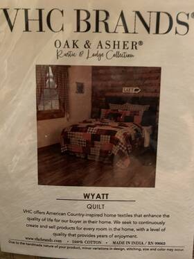 56667 Vhc Brands Rustic California King Quilt And 2 Pillow Cases Lodge Wyatt New