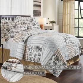 70008 Vhc Brands Annie Portabella Patch Queen Quilt Country Patchwork Plaids Rustic Hand Quilted